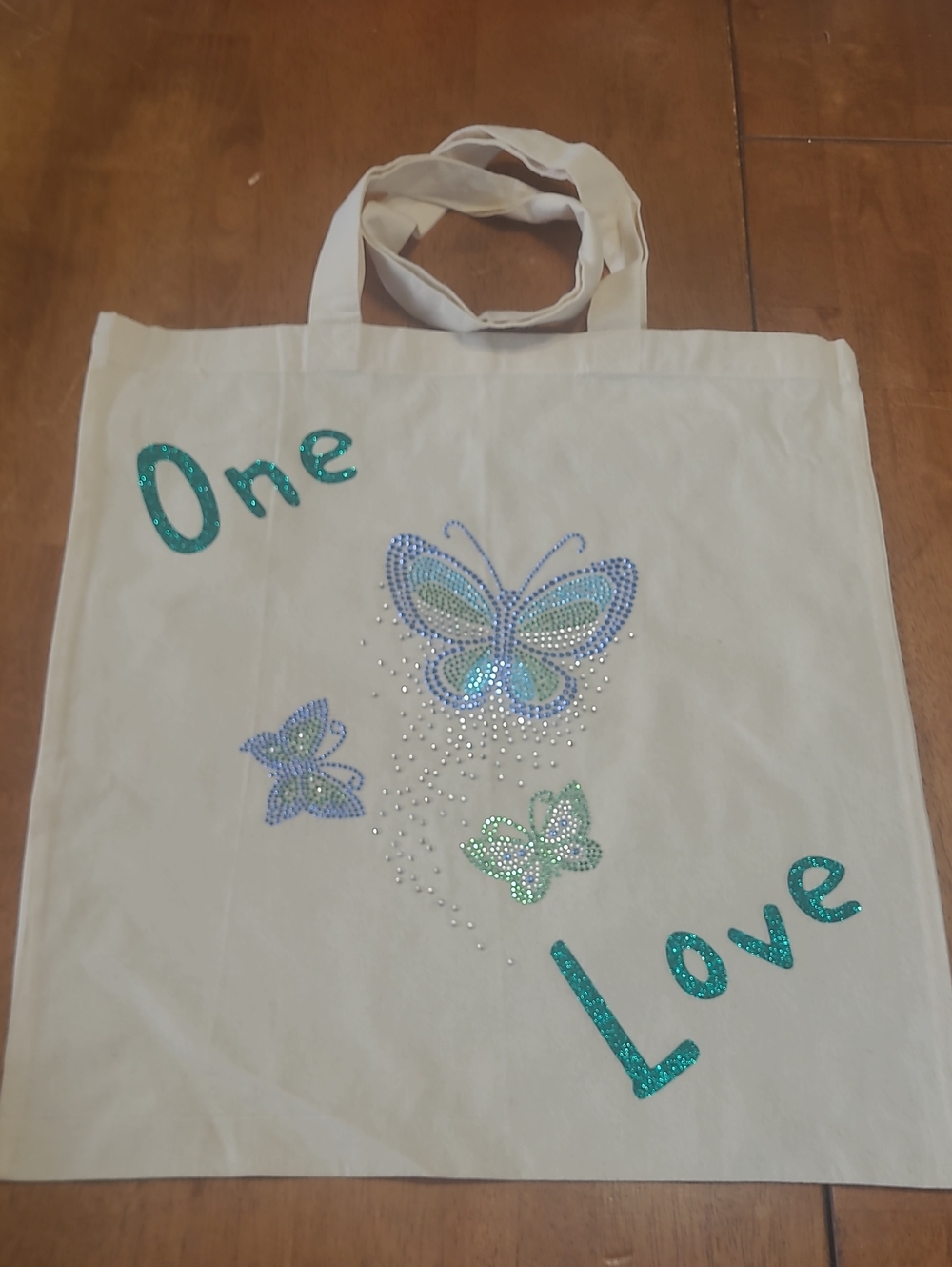 Butterfly Rhinestone Tote Bag - "One Love"